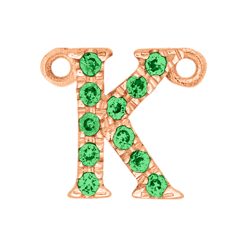 Green Garnet + 14k Rose Gold Letter Charm
