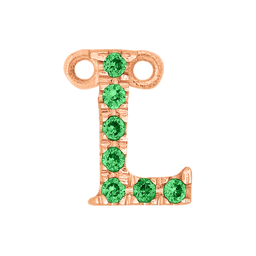 Green Garnet + 14k Rose Gold Letter Charm