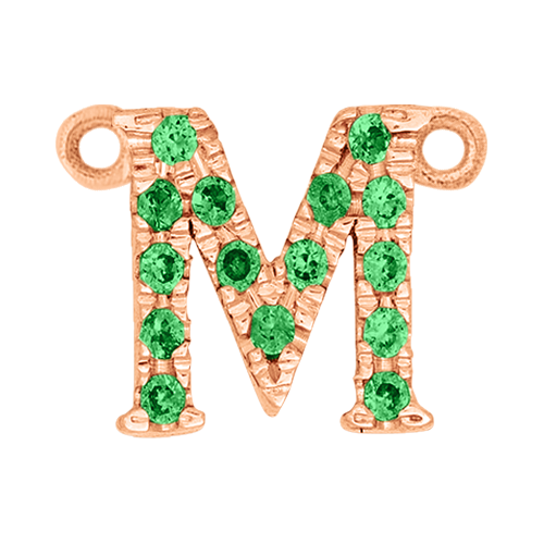 Green Garnet + 14k Rose Gold Letter Charm