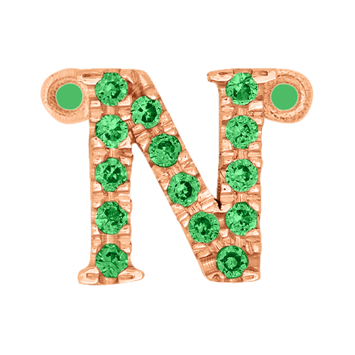 Green Garnet + 14k Rose Gold Letter Charm