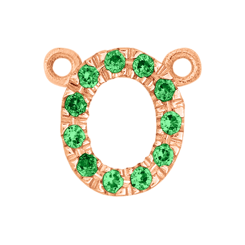 Green Garnet + 14k Rose Gold Letter Charm
