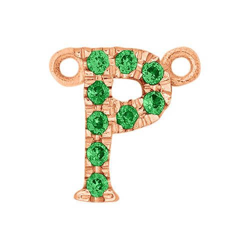 Green Garnet + 14k Rose Gold Letter Charm