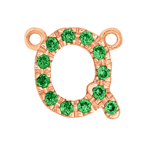 Green Garnet + 14k Rose Gold Letter Charm