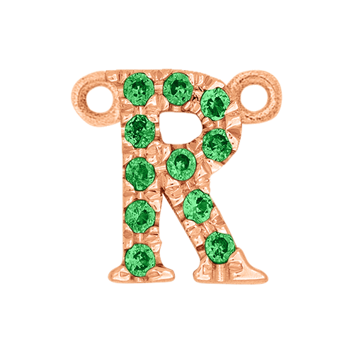 Green Garnet + 14k Rose Gold Letter Charm