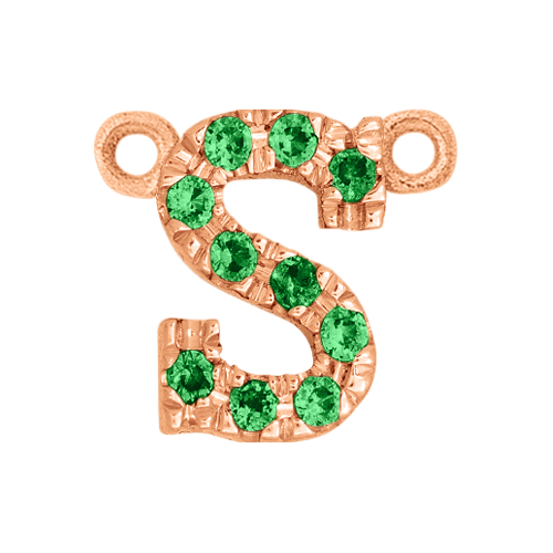 Green Garnet + 14k Rose Gold Letter Charm