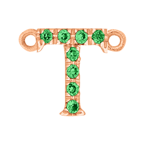 Green Garnet + 14k Rose Gold Letter Charm