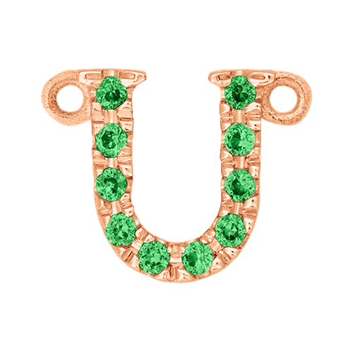 Green Garnet + 14k Rose Gold Letter Charm