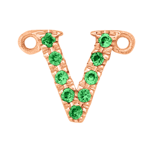 Green Garnet + 14k Rose Gold Letter Charm