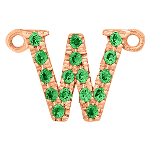 Green Garnet + 14k Rose Gold Letter Charm