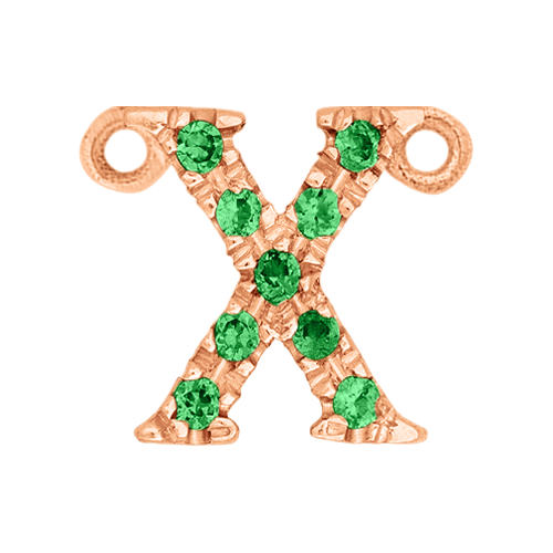 Green Garnet + 14k Rose Gold Letter Charm