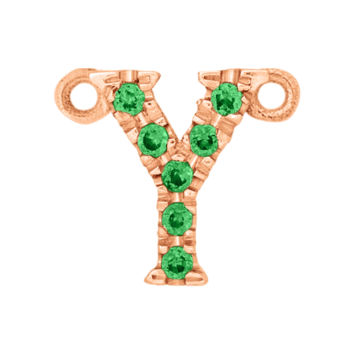 Green Garnet + 14k Rose Gold Letter Charm