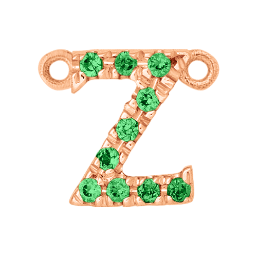 Green Garnet + 14k Rose Gold Letter Charm