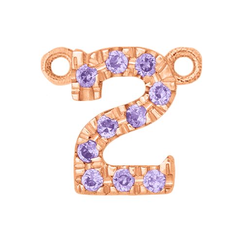Lilac Sapphire + 14k Rose Gold Number Charm