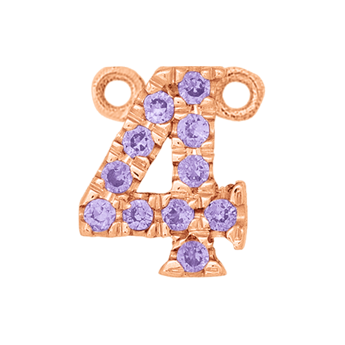 Lilac Sapphire + 14k Rose Gold Number Charm