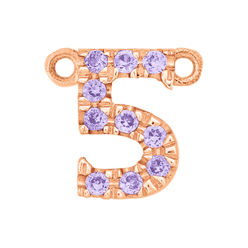 Lilac Sapphire + 14k Rose Gold Number Charm