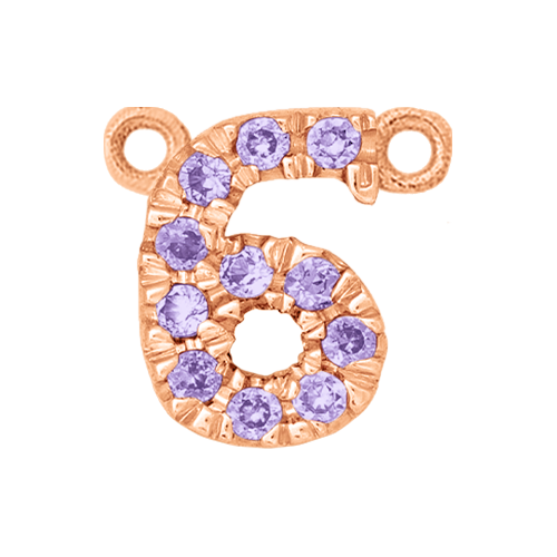 Lilac Sapphire + 14k Rose Gold Number Charm