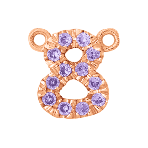 Lilac Sapphire + 14k Rose Gold Number Charm
