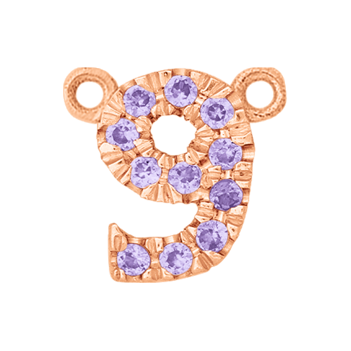 Lilac Sapphire + 14k Rose Gold Number Charm