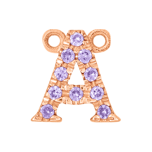 Lilac Sapphire + 14k Rose Gold Letter Charm