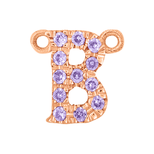 Lilac Sapphire + 14k Rose Gold Letter Charm