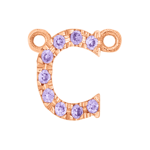 Lilac Sapphire + 14k Rose Gold Letter Charm