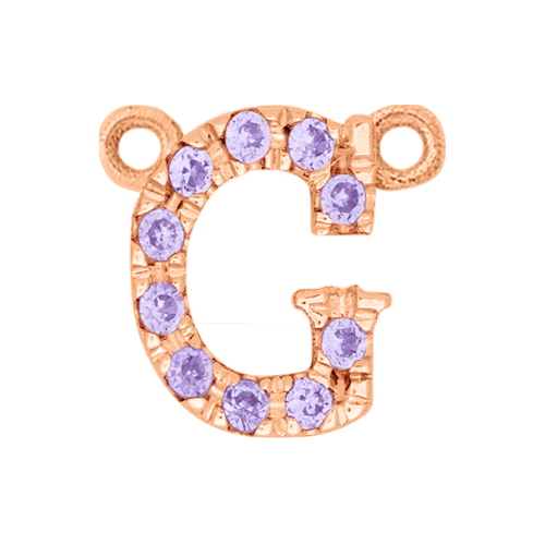 Lilac Sapphire + 14k Rose Gold Letter Charm