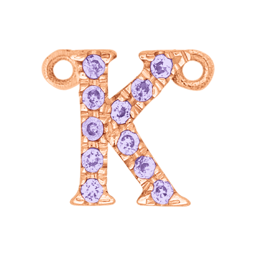 Lilac Sapphire + 14k Rose Gold Letter Charm