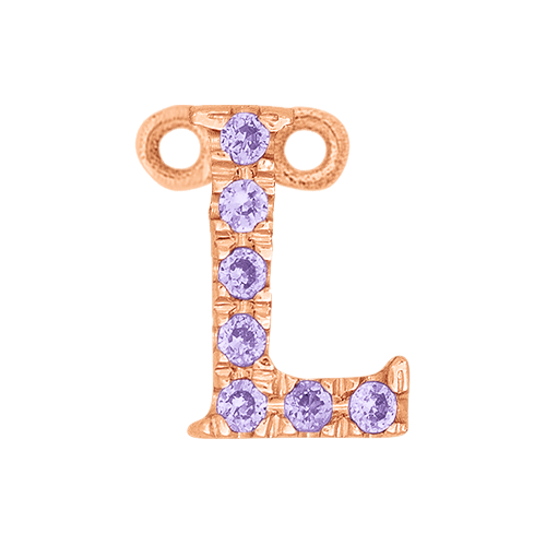 Lilac Sapphire + 14k Rose Gold Letter Charm