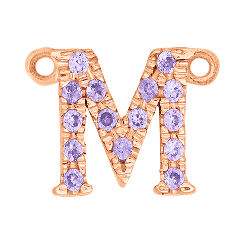 Lilac Sapphire + 14k Rose Gold Letter Charm