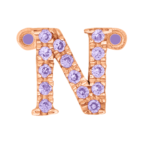 Lilac Sapphire + 14k Rose Gold Letter Charm