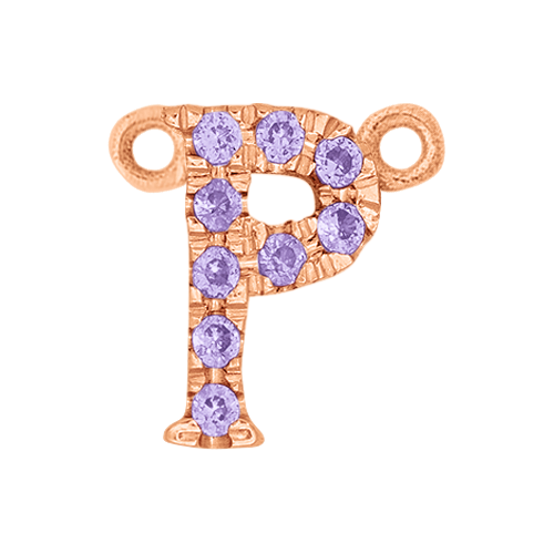 Lilac Sapphire + 14k Rose Gold Letter Charm