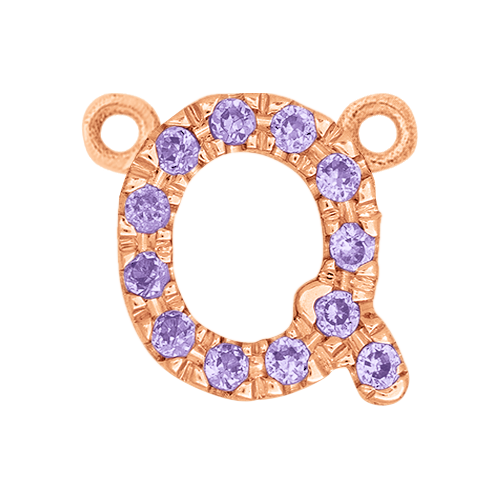 Lilac Sapphire + 14k Rose Gold Letter Charm