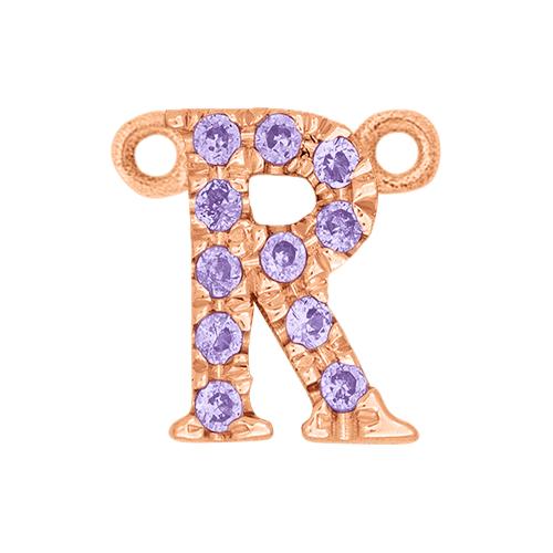 Lilac Sapphire + 14k Rose Gold Letter Charm