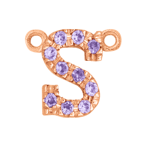 Lilac Sapphire + 14k Rose Gold Letter Charm