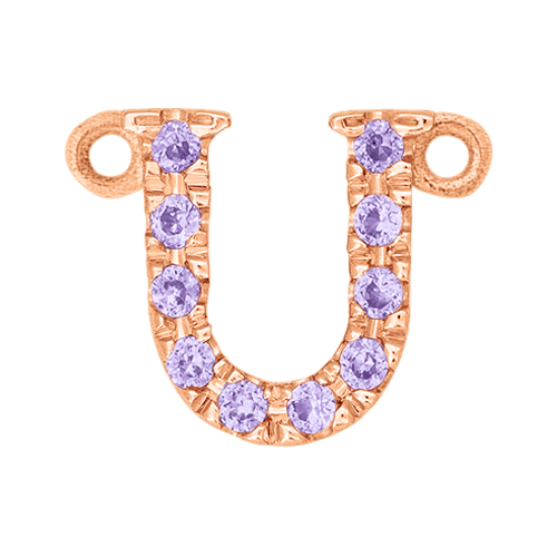 Lilac Sapphire + 14k Rose Gold Letter Charm