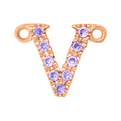 Lilac Sapphire + 14k Rose Gold Letter Charm