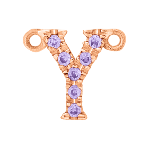 Lilac Sapphire + 14k Rose Gold Letter Charm