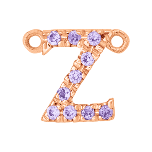 Lilac Sapphire + 14k Rose Gold Letter Charm