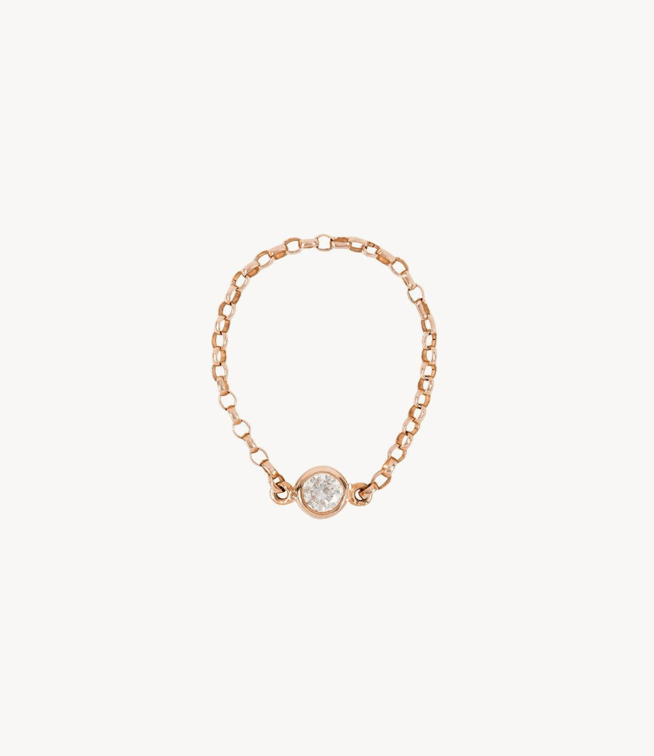 Mini Diamond Chain Ring in Rose Gold - P