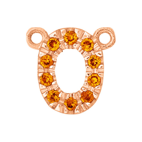 Orange Sapphire + 14k Rose Gold Number Charm