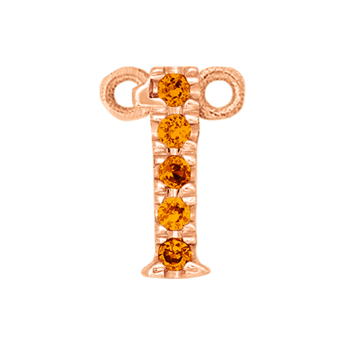 Orange Sapphire + 14k Rose Gold Number Charm