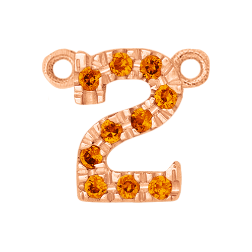 Orange Sapphire + 14k Rose Gold Number Charm