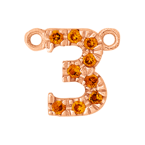 Orange Sapphire + 14k Rose Gold Number Charm