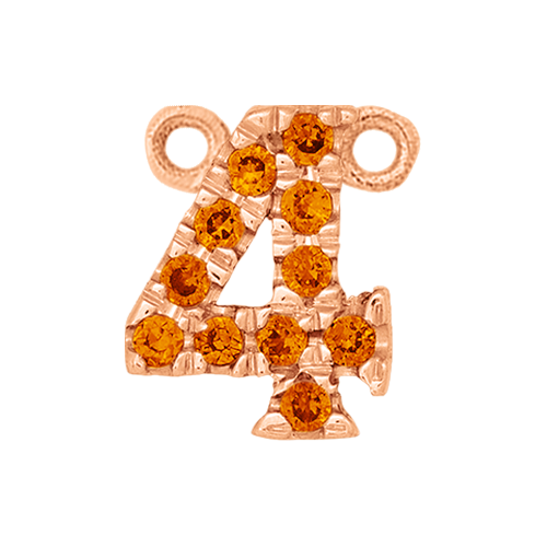 Orange Sapphire + 14k Rose Gold Number Charm
