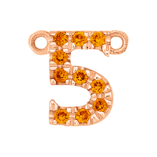 Orange Sapphire + 14k Rose Gold Number Charm