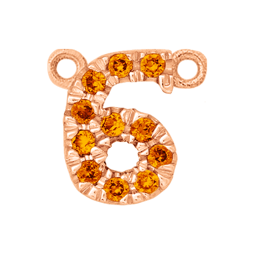 Orange Sapphire + 14k Rose Gold Number Charm
