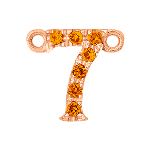 Orange Sapphire + 14k Rose Gold Number Charm