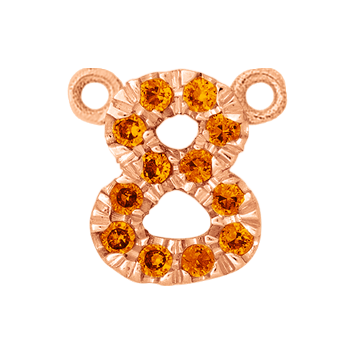 Orange Sapphire + 14k Rose Gold Number Charm