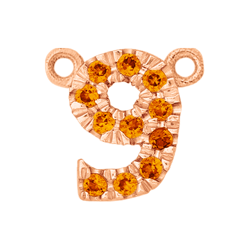 Orange Sapphire + 14k Rose Gold Number Charm