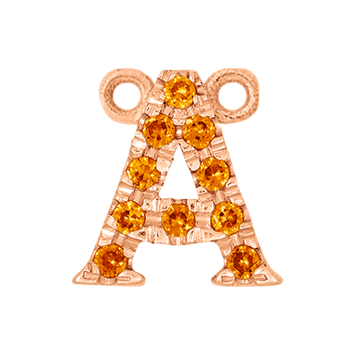 Orange Sapphire + 14k Rose Gold Letter Charm